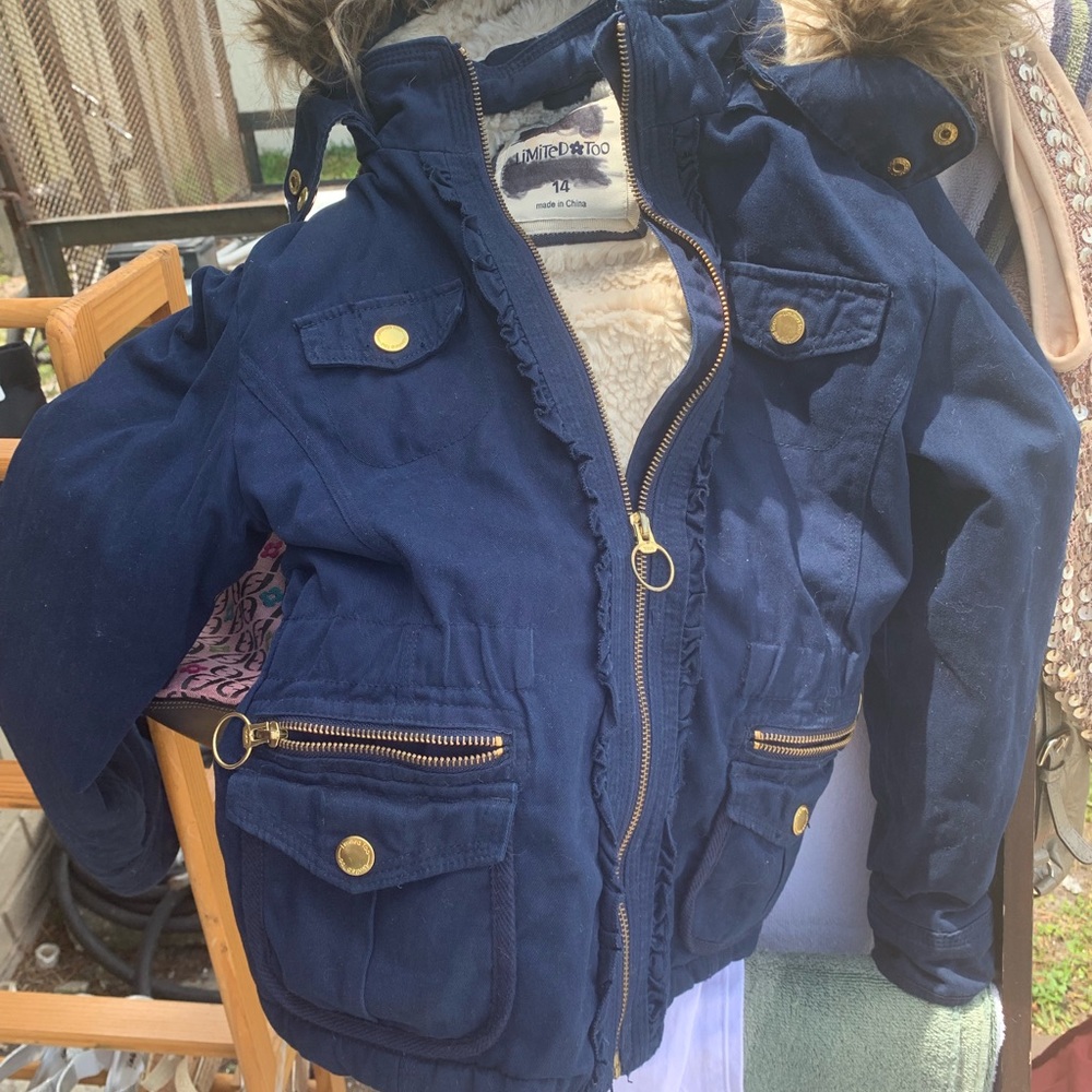 Limited Too Size 14 fur Hooded Jacket